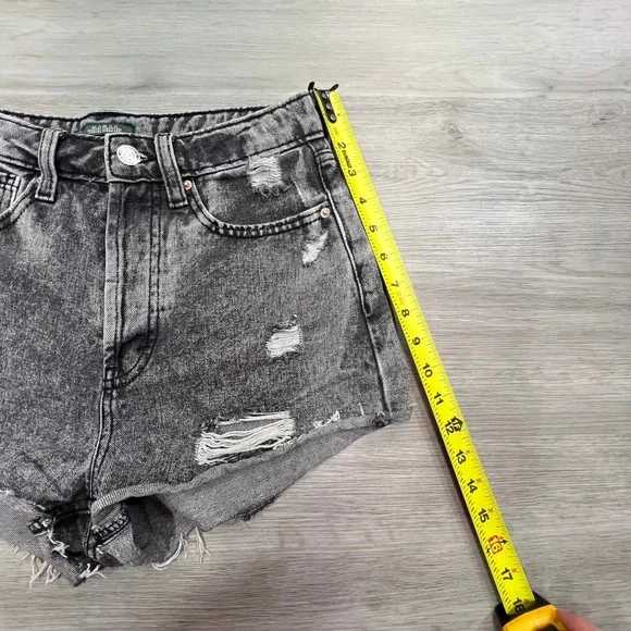 Wild Fable Distressed Denim‎ Shorts High Rise Cutoff Black Wash Size 0 - Picture 10 of 12